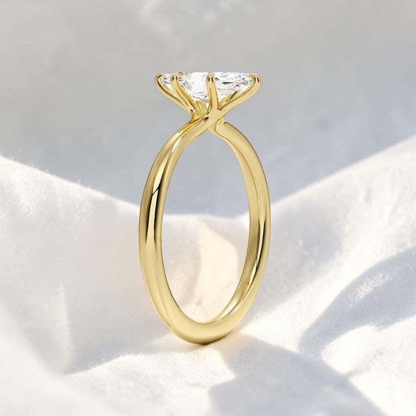 14K Gold 1 Carat Marquise Cut Lab Grown Diamond Solitaire Engagement Ring