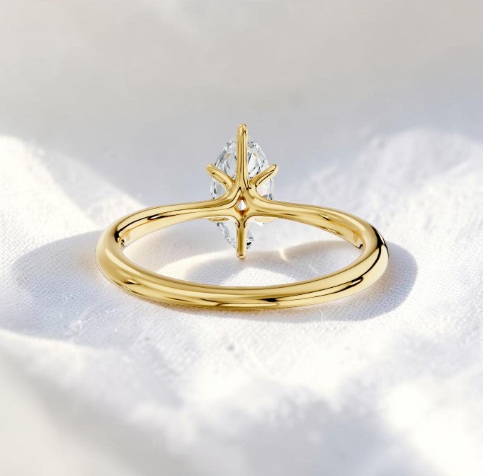 14K Gold 1 Carat Marquise Cut Lab Grown Diamond Solitaire Engagement Ring