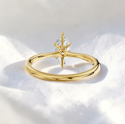 14K Gold 1 Carat Marquise Cut Lab Grown Diamond Solitaire Engagement Ring