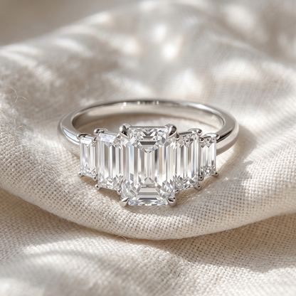 Emerald Cut Five-Stone Lab Diamond Engagement Ring