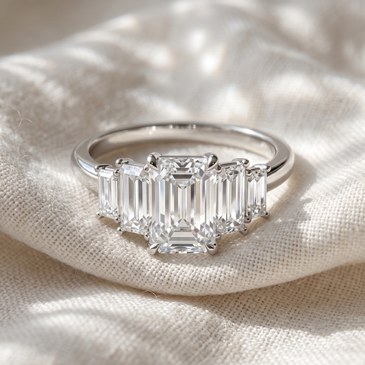 Emerald Cut Five-Stone Lab Diamond Engagement Ring