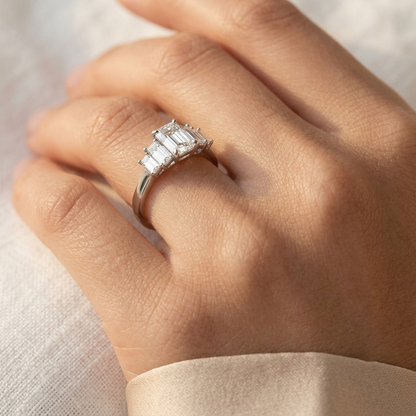 Emerald Cut Five-Stone Lab Diamond Engagement Ring