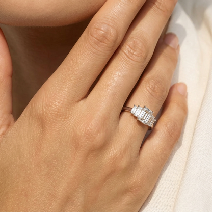 Emerald Cut Five-Stone Lab Diamond Engagement Ring