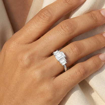 Emerald Cut Five-Stone Lab Diamond Engagement Ring