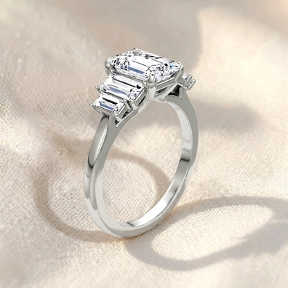 Emerald Cut Five-Stone Lab Diamond Engagement Ring