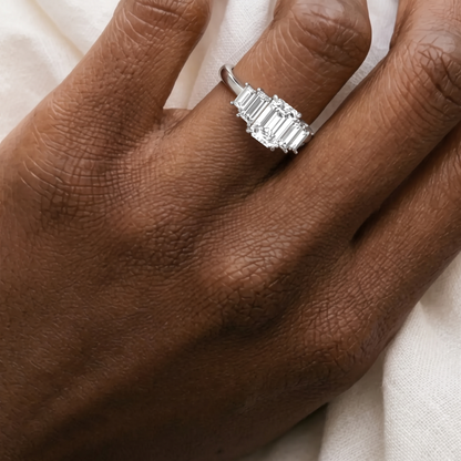 Emerald Cut Five-Stone Lab Diamond Engagement Ring