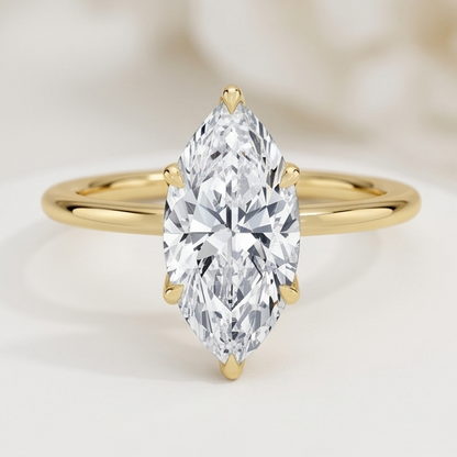 Marquise Lab Grown Diamond Six-Prong Lotus Basket Solitaire Engagement Ring