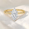 Two Tone Marquise Cut Lab Grown Diamond Solitaire Cathedral Engagement Ring