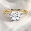 Two Tone Round Cut Lab Grown Diamond Pave Engagement Ring