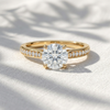 Round Lab Grown Diamond Tulip Cathedra Engagement Ring with Pavé Accent Band