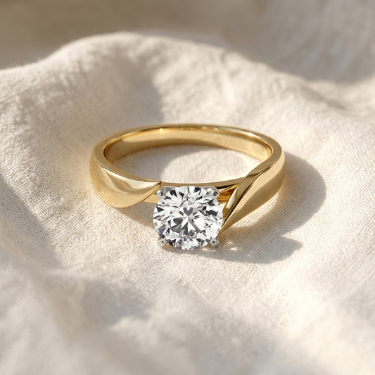 Round Cut Lab Grown Diamond Bypass Solitaire Engagement Ring