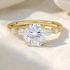 Round Cut Lab Grown Diamond Marquise & Round Side Stone Engagement Ring