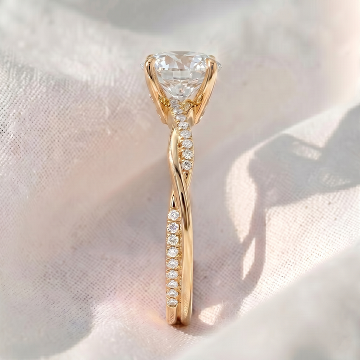 Heart Lab Grown Diamond Twisted Pavé Engagement Ring