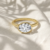 Oval Cut East-West Bezel Set Lab Grown Diamond Solitaire Engagement Ring