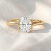 Oval Lab Diamond Half Bezel Solitaire Engagement Ring