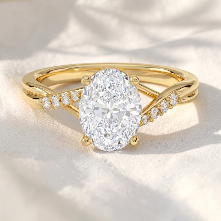 Oval Lab Grown Diamond Twisted Pavé Engagement Ring