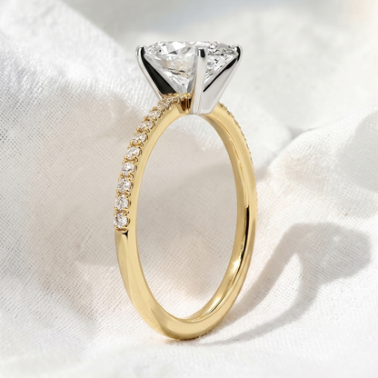 Two Tone Oval Cut Lab Grown Diamond Pave Engagement Ring