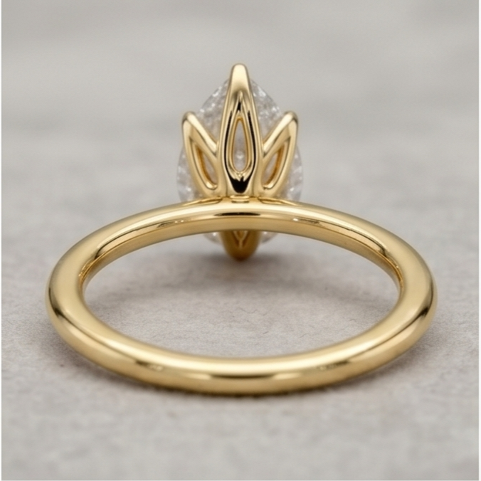 Pear Lab Grown Diamond Solitaire Ring – Six Prong Gold Engagement Ring