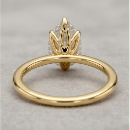 Pear Lab Grown Diamond Solitaire Ring – Six Prong Gold Engagement Ring