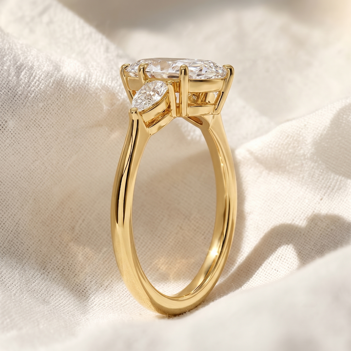 Marquise Lab Grown Diamond Three Stone Engagement Ring