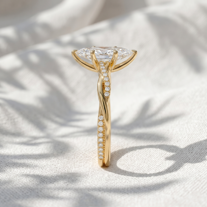 Marquise Lab Grown Diamond Twisted Pavé Engagement Ring