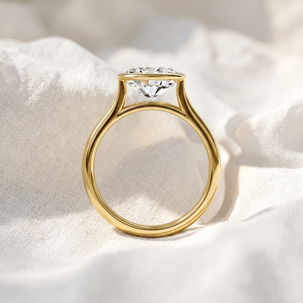 oval cut east-west bezel set lab grown diamond solitaire engagement ring