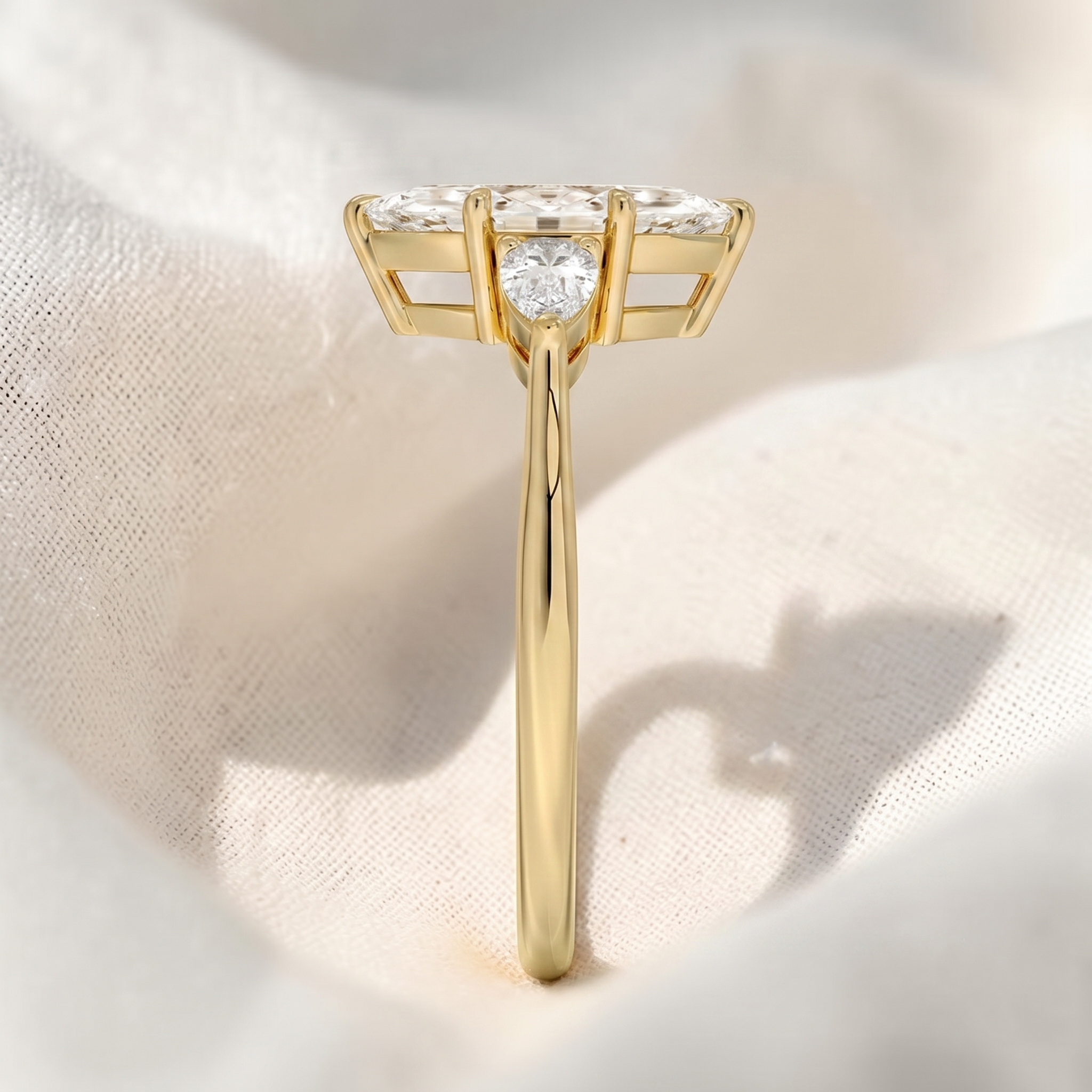 Marquise Lab Grown Diamond Three Stone Engagement Ring
