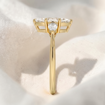 Marquise Lab Grown Diamond Three Stone Engagement Ring