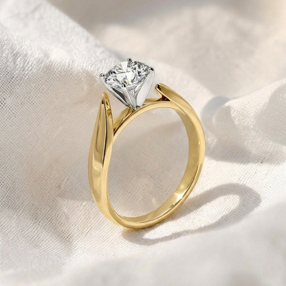 Round Cut Lab Grown Diamond Bypass Solitaire Engagement Ring