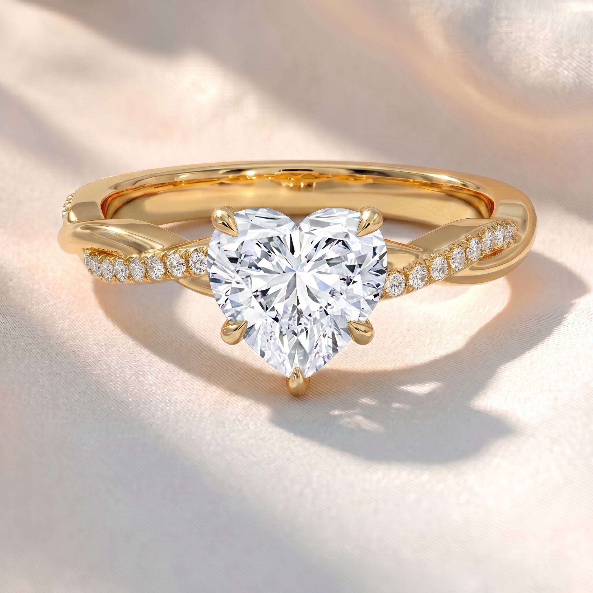 Heart Lab Grown Diamond Twisted Pavé Engagement Ring