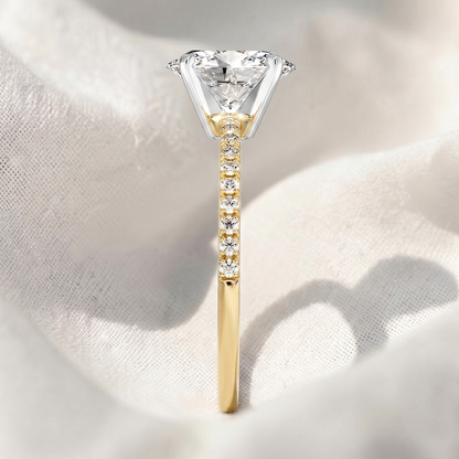 Two Tone Oval Cut Lab Grown Diamond Pave Engagement Ring