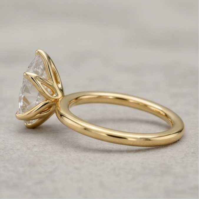 Pear Lab Grown Diamond Solitaire Ring – Six Prong Gold Engagement Ring