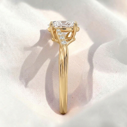 Oval Lab Grown Diamond Twisted Pavé Engagement Ring