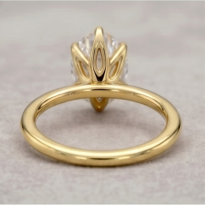 Oval Lab Grown Diamond Lotus Basket Solitaire Engagement Ring