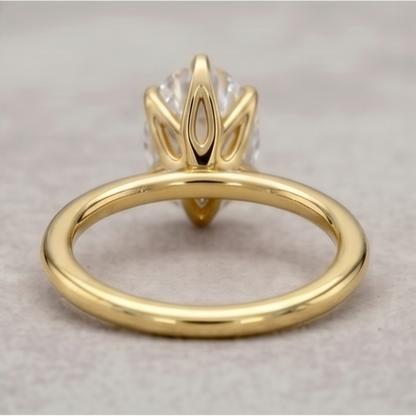 Oval Lab Grown Diamond Lotus Basket Solitaire Engagement Ring