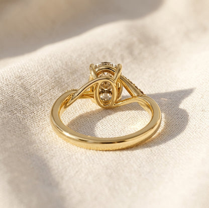 Oval Lab Grown Diamond Twisted Pavé Engagement Ring
