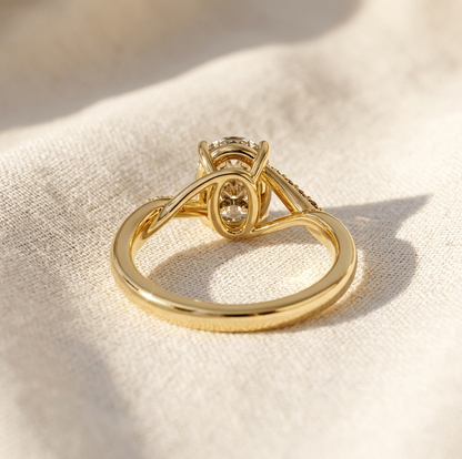 Oval Lab Grown Diamond Twisted Pavé Engagement Ring