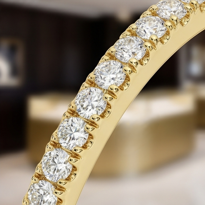 Oval Lab Grown Diamond Pavé Engagement Ring in Gold – Four Prong Solitaire with Hidden Halo