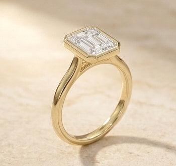 Emerald Bezel Lab Grown Diamond Engagement Ring
