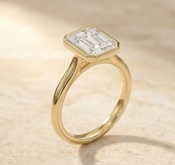 Emerald Bezel Lab Grown Diamond Engagement Ring