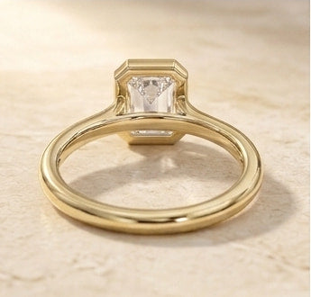 emerald bezel lab grown diamond engagement ring