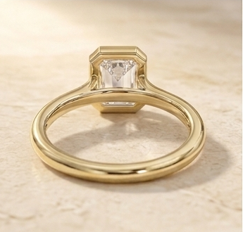 Emerald Bezel Lab Grown Diamond Engagement Ring