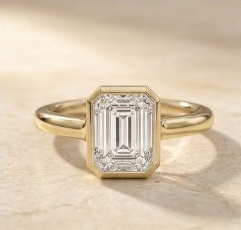 Emerald Bezel Lab Grown Diamond Engagement Ring