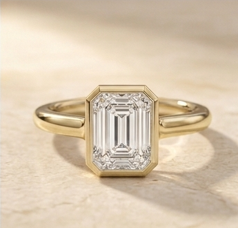 Emerald Bezel Lab Grown Diamond Engagement Ring
