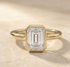 Emerald Bezel Lab Grown Diamond Engagement Ring