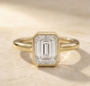 Emerald Bezel Lab Grown Diamond Engagement Ring