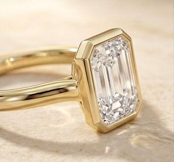 Emerald Bezel Lab Grown Diamond Engagement Ring