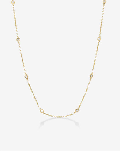 Lab Grown Diamond Station Necklace, Bezel Set Diamonds by the Yard Chain