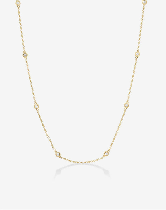 Lab Grown Diamond Station Necklace, Bezel Set Diamonds by the Yard Chain