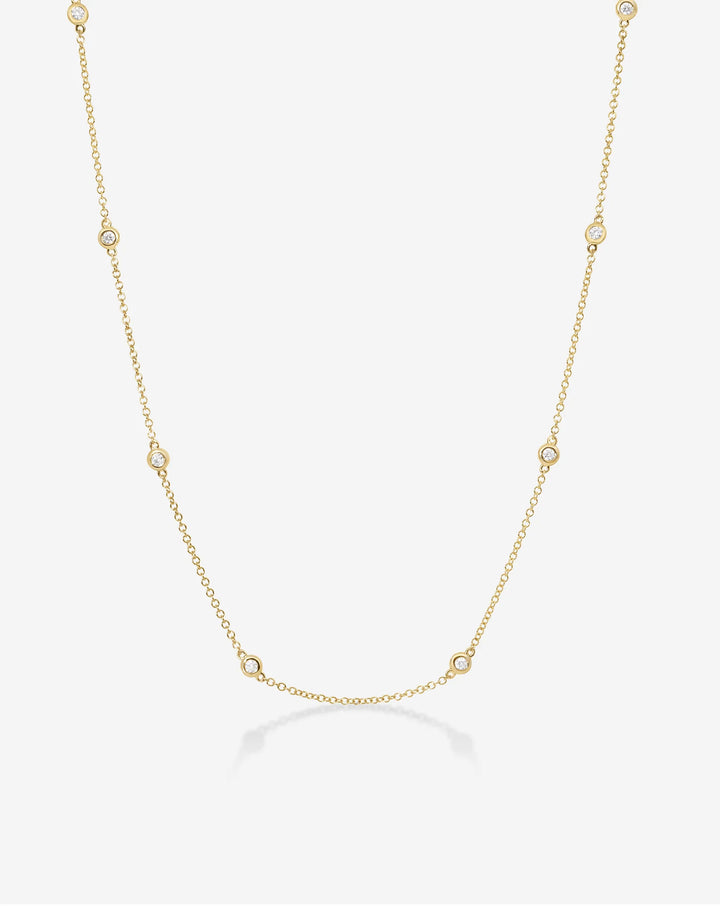 Lab Grown Diamond Station Necklace, Bezel Set Diamonds by the Yard Chain
